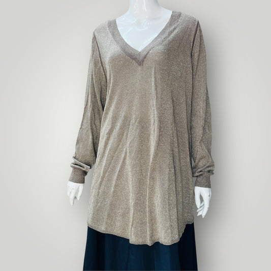 WILD CHILD / brown lurex jumper / L (3898494982394714223)