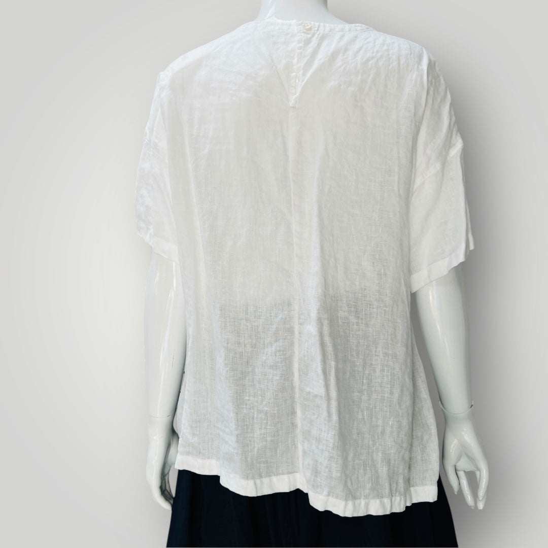 MUJI / white linen blouse / m (3898495000504198082)