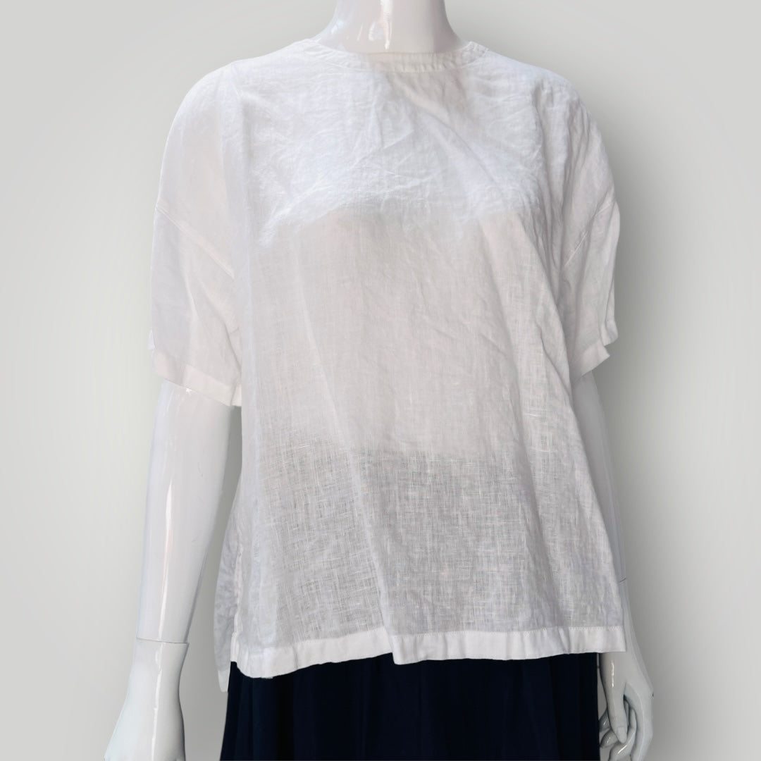 MUJI / white linen blouse / m (3898495002224873380)