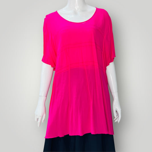 VERGE / hot pink dressy top / XXL (3898495004695686206)