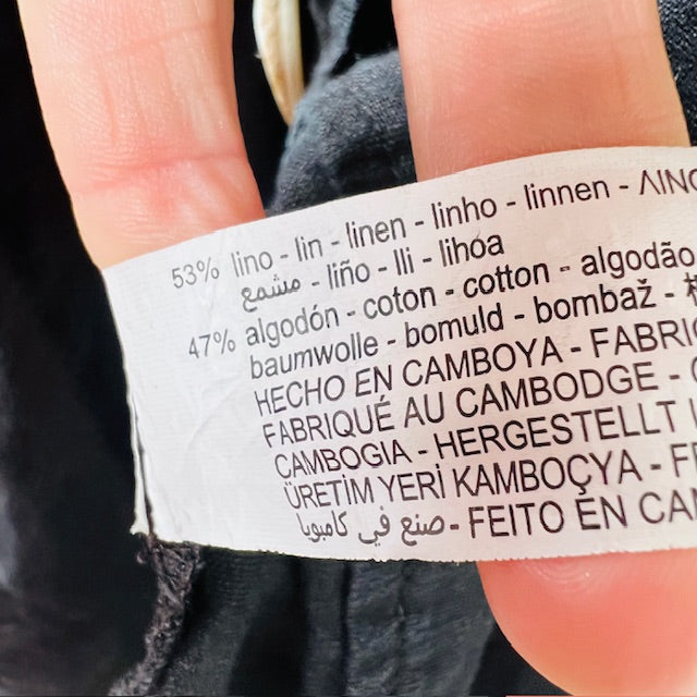 ZARA / black linen balloon sleeve top or jacket / L (3898514139282786092)