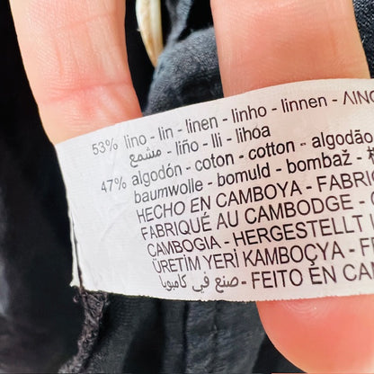 ZARA / black linen balloon sleeve top or jacket / L (3898514139282786092)