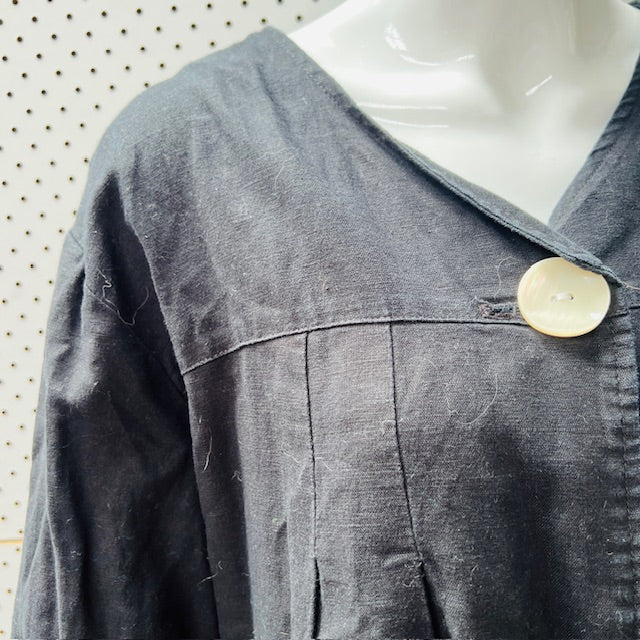 ZARA / black linen balloon sleeve top or jacket / L (3898514143257176050)
