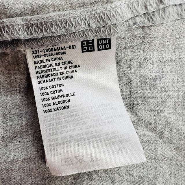 UNIQLO / grey flannel half shirt with mandarin collar / xl (3898514309486499288)