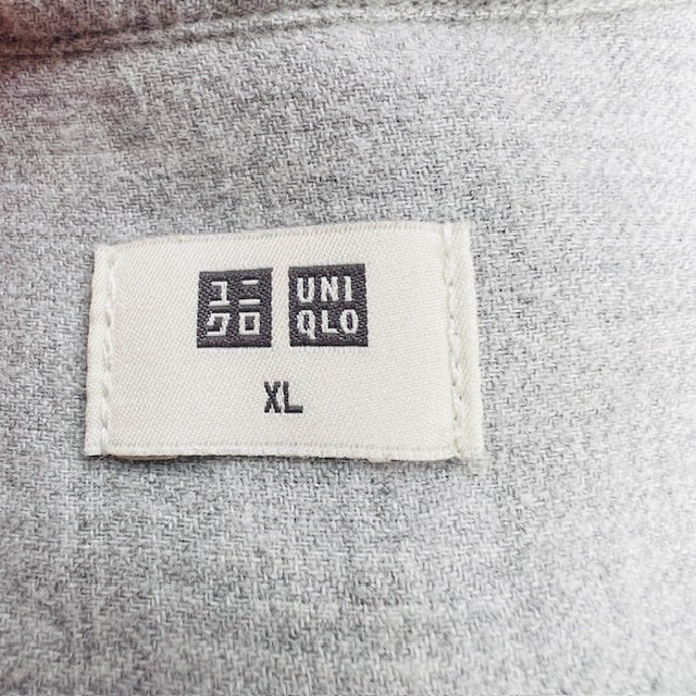 UNIQLO / grey flannel half shirt with mandarin collar / xl (3898514311251992562)