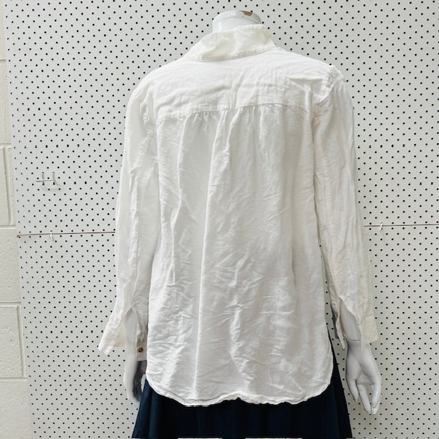 white / minimalist linen shirt / s (3898514322208290967)