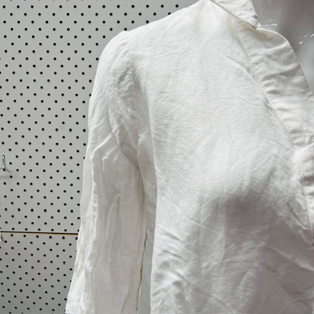 white / minimalist linen shirt / s (3898514323885886316)