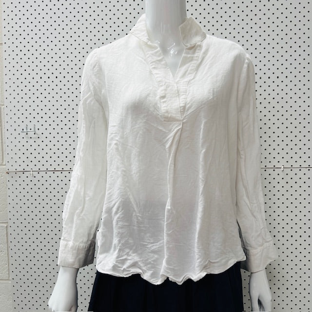 white / minimalist linen shirt / s (3898514325480386328)