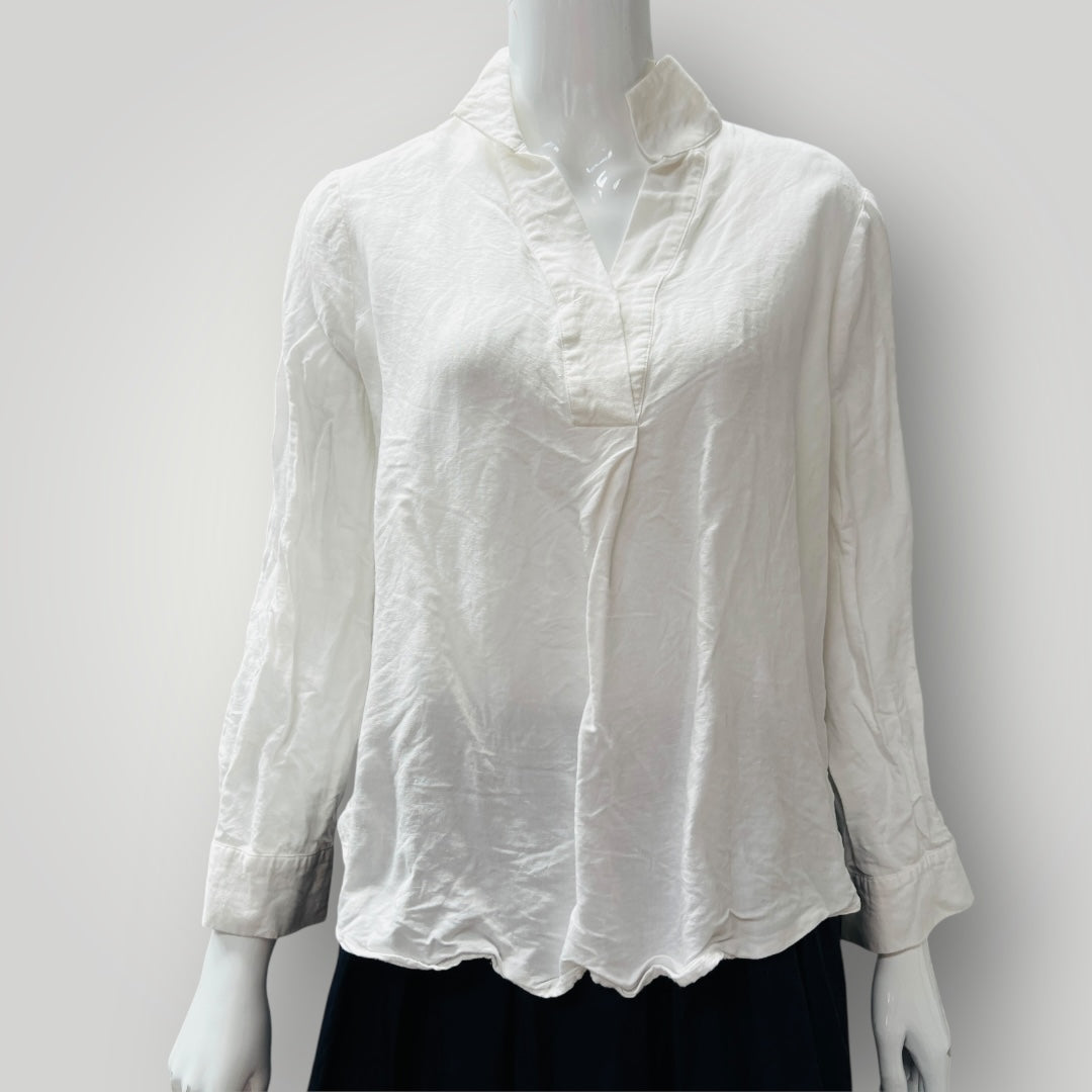 white / minimalist linen shirt / s (3898514535308342311)