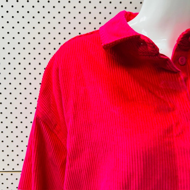 COS / Oversized Cotton-Blend Corduroy Shirt / pink / 44 (3898680553585866513)