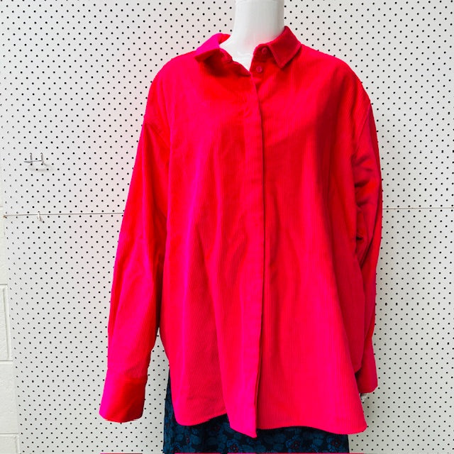 COS / Oversized Cotton-Blend Corduroy Shirt / pink / 44 (3898680555539829261)