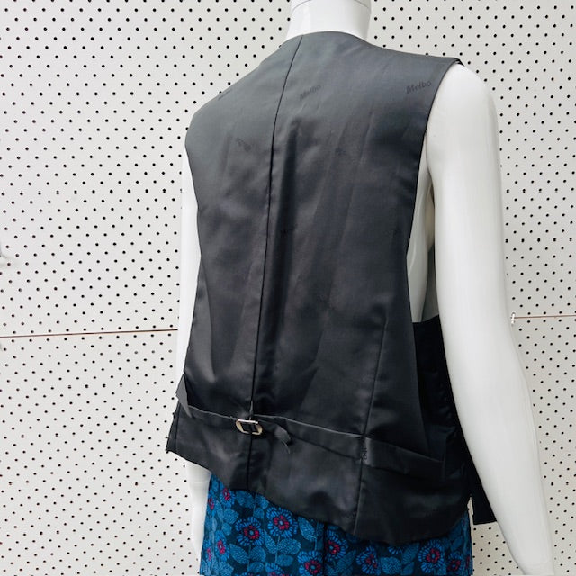 vintage menswear / MELBO / black wool waistcoat / L (3898680558919714113)