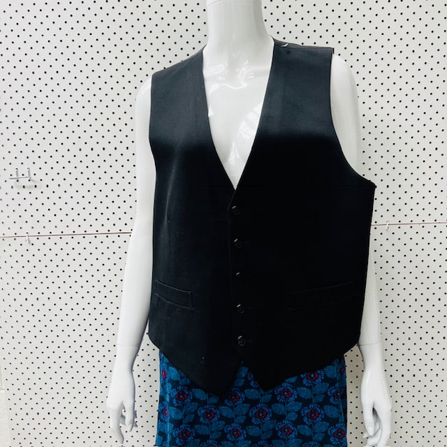 vintage menswear / MELBO / black wool waistcoat / L (3898680562337640713)