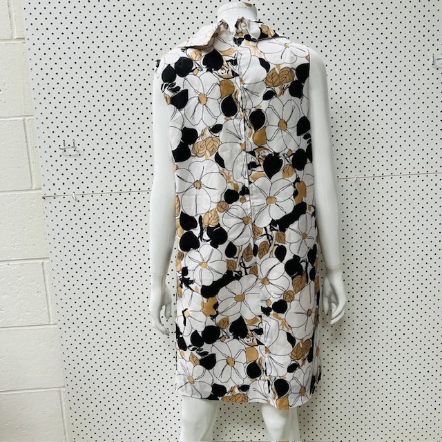 1970s american vintage / sleeeveless patterned dress / SEARS / m (3898680618484707213)