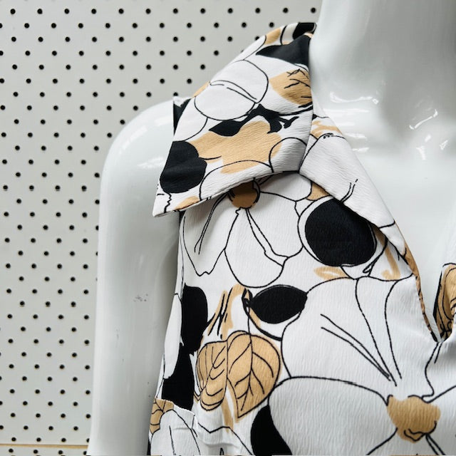 1970s american vintage / sleeeveless patterned dress / SEARS / m (3898680620151235755)