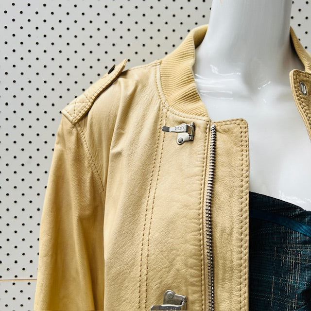 DIESEL / tan goat leather jacket / L (3898680646090001482)