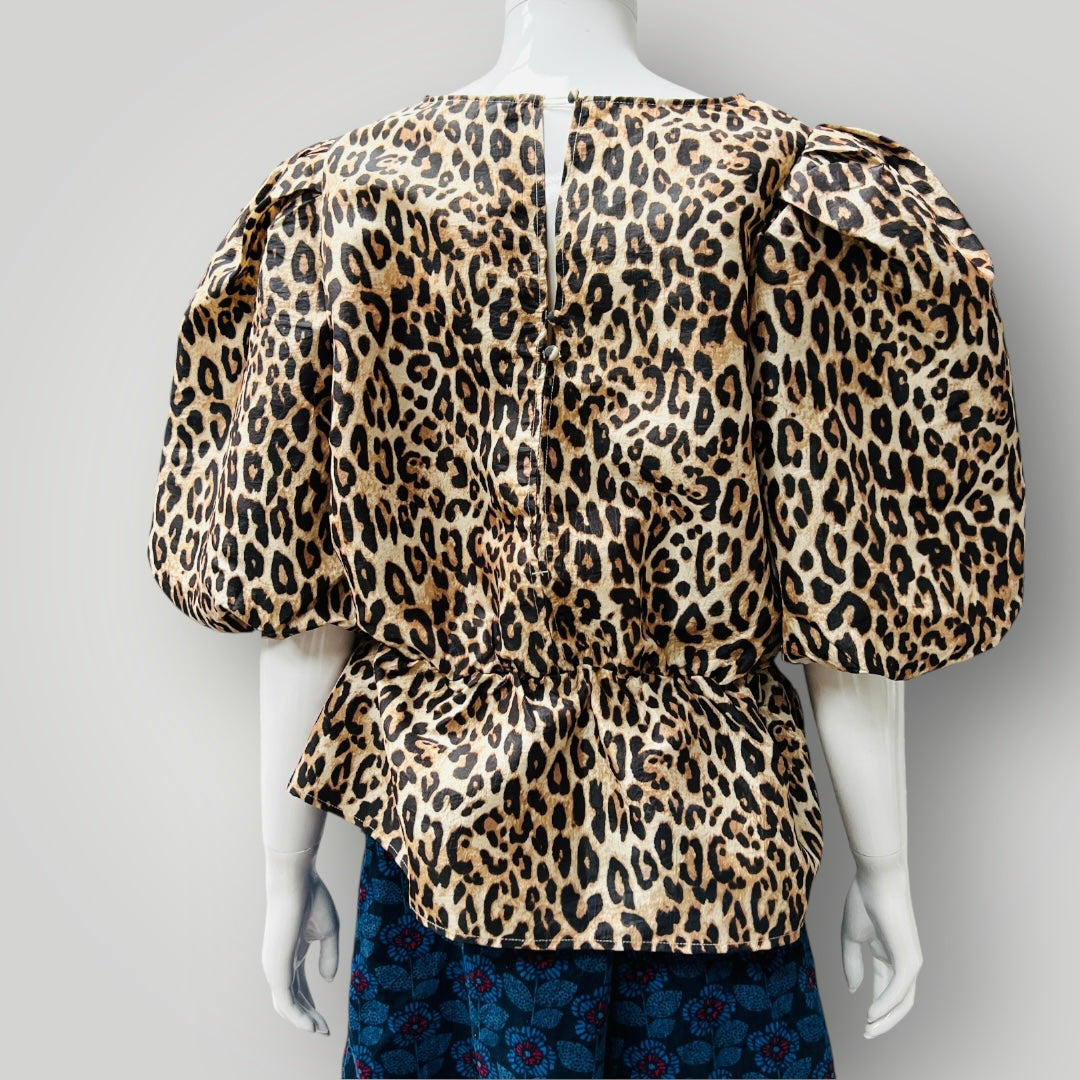 LEOPARD / balloon sleeve blouse / m (3898681400129126789)