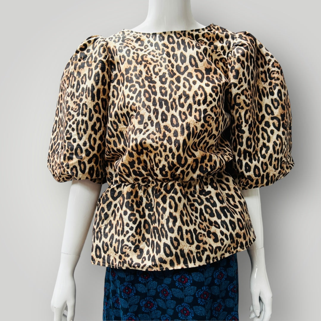 LEOPARD / balloon sleeve blouse / m (3898681402353070470)