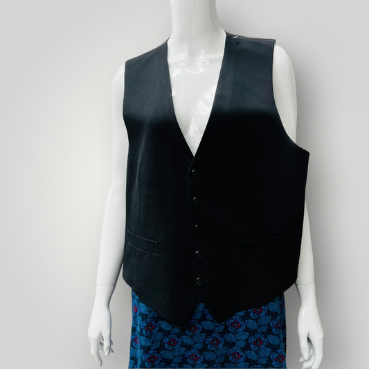 vintage menswear / MELBO / black wool waistcoat / L (3898681404248013497)