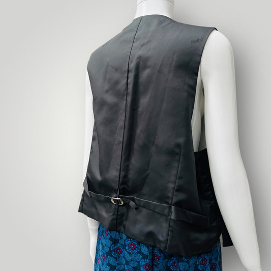 vintage menswear / MELBO / black wool waistcoat / L (3898681406031371404)