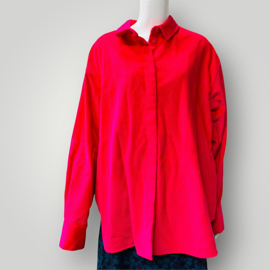 COS / Oversized Cotton-Blend Corduroy Shirt / pink / 44 (3898681407886316313)