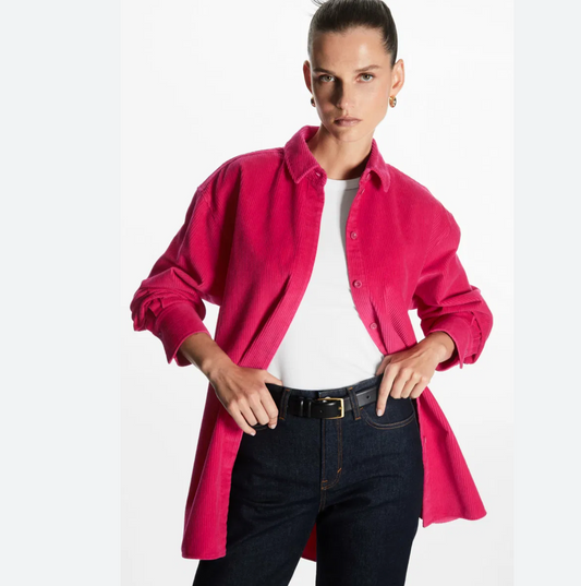 COS / Oversized Cotton-Blend Corduroy Shirt / pink / 44 (3898685638154346734)