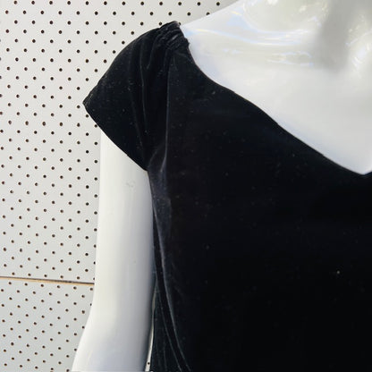 1990s vintage / LBD in black velvet / s (3898931085408436129)