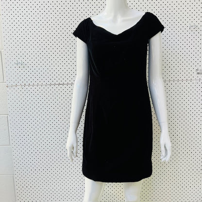 1990s vintage / LBD in black velvet / s (3898931087153190834)