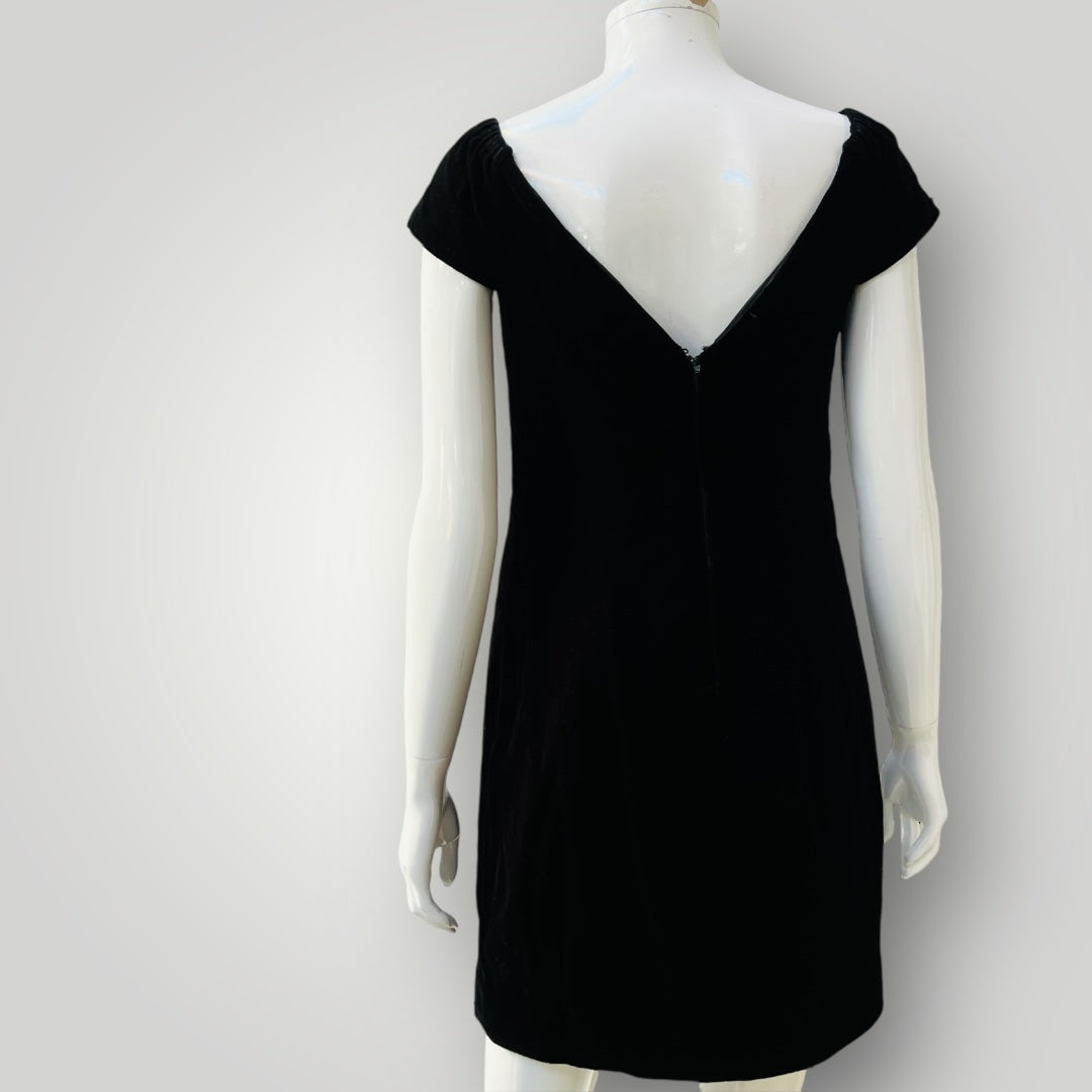 1990s vintage / LBD in black velvet / s (3898938858557387385)