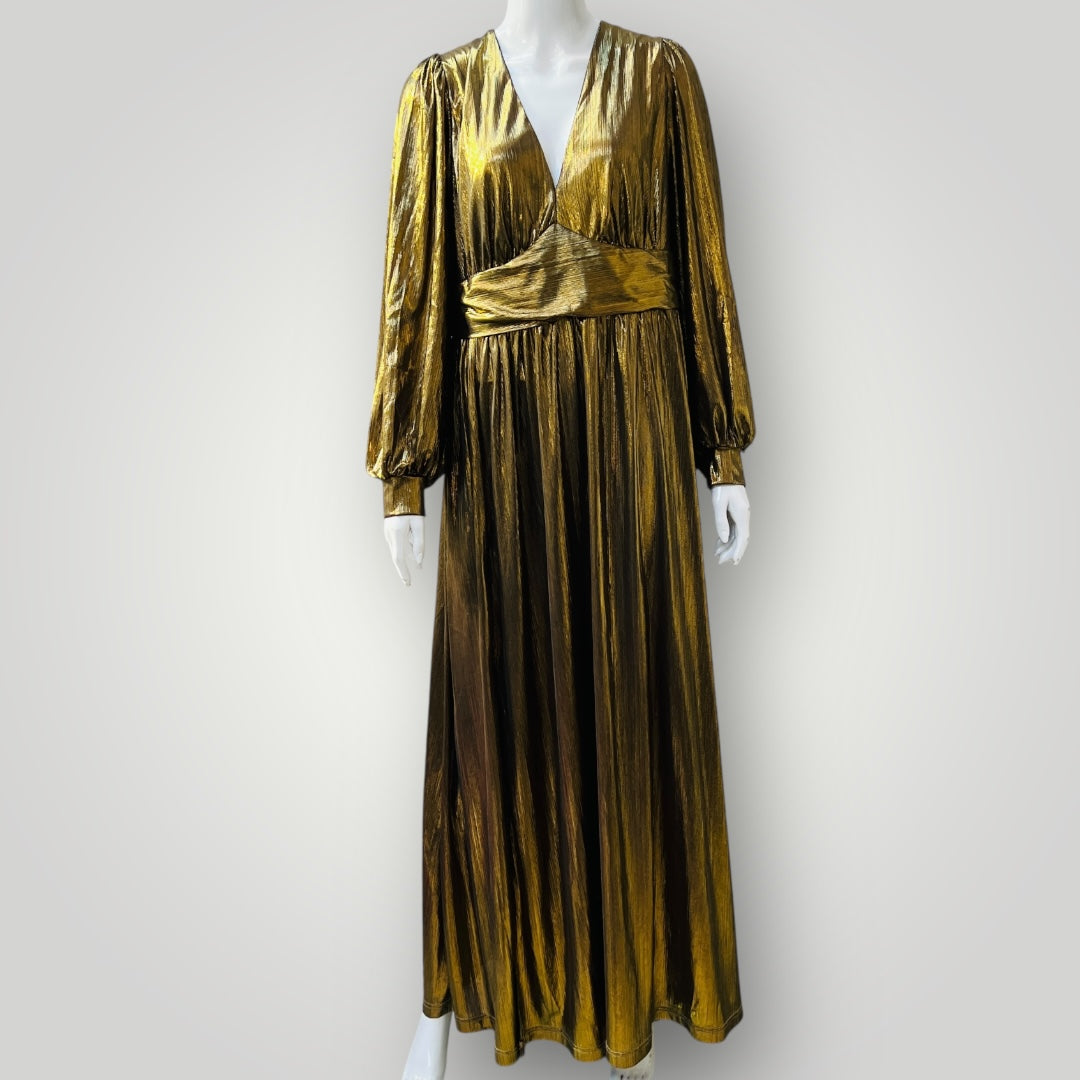 SHEIN CURVE / stunning gold lame OTT dress - bridal, ball, etc / 2xl (3898938861683760341)