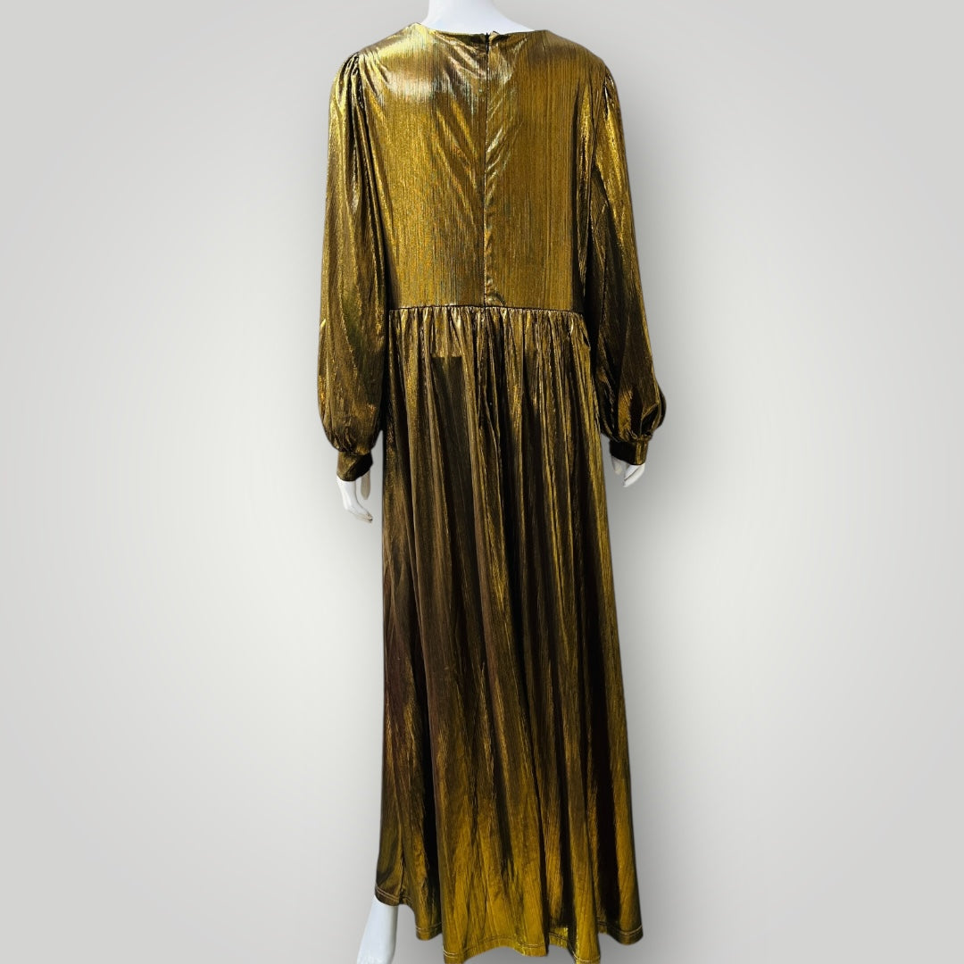 SHEIN CURVE / stunning gold lame OTT dress - bridal, ball, etc / 2xl (3898938863475842940)