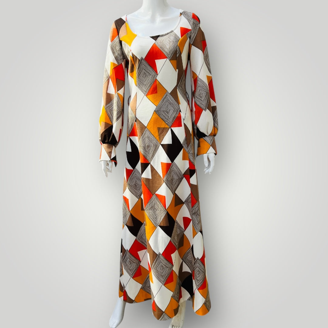 1970s british vintage / LEROSE / maxi dress / s/m (3898938864935807730)
