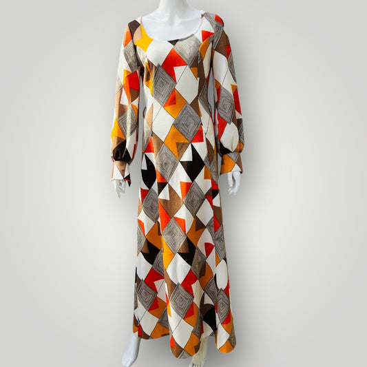 1970s british vintage / LEROSE / maxi dress / s/m (3898938864935807730)