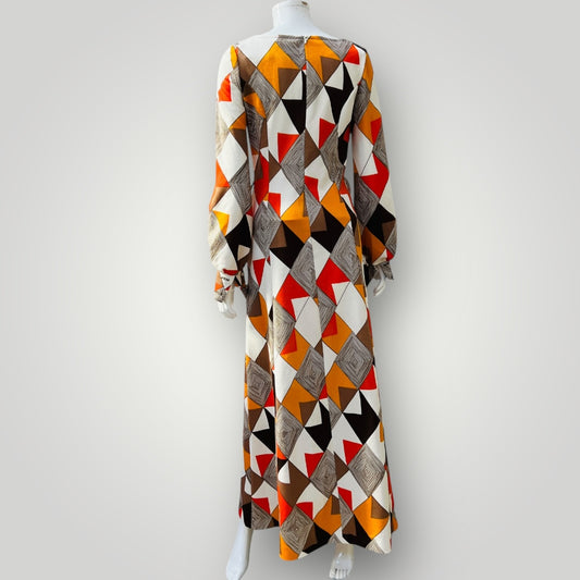 1970s british vintage / LEROSE / maxi dress / s/m (3898938866791260804)