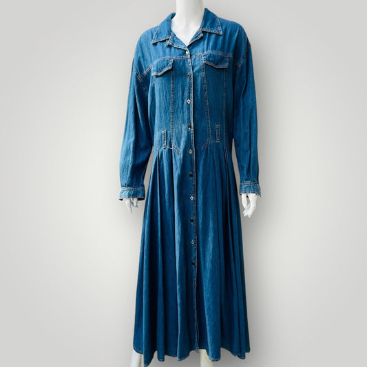 1990s vintage / PART TWO / denim dress / m (3898938901608029797)
