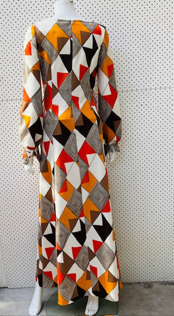1970s british vintage / LEROSE / maxi dress / s/m (3899007686184288940)