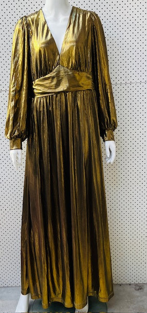 SHEIN CURVE / stunning gold lame OTT dress - bridal, ball, etc / 2xl (3899007898907075010)