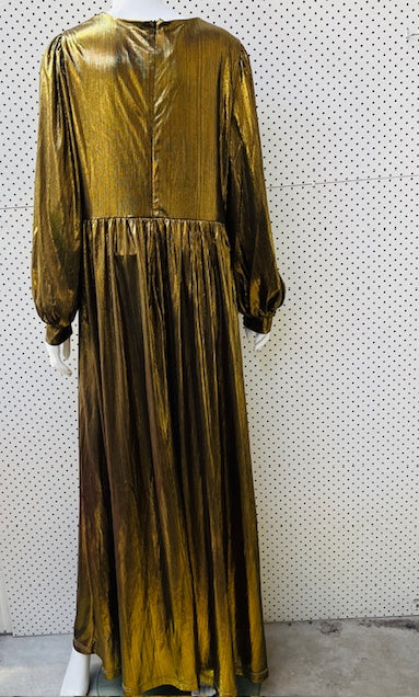SHEIN CURVE / stunning gold lame OTT dress - bridal, ball, etc / 2xl (3899007913328539790)