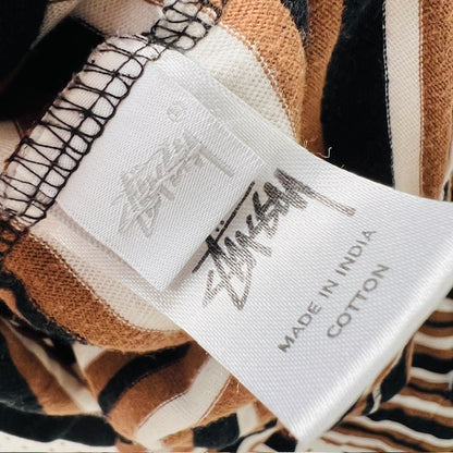 STUSSY / brown striped tee / m (3899027701259335482)