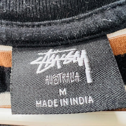 STUSSY / brown striped tee / m (3899027705567161278)