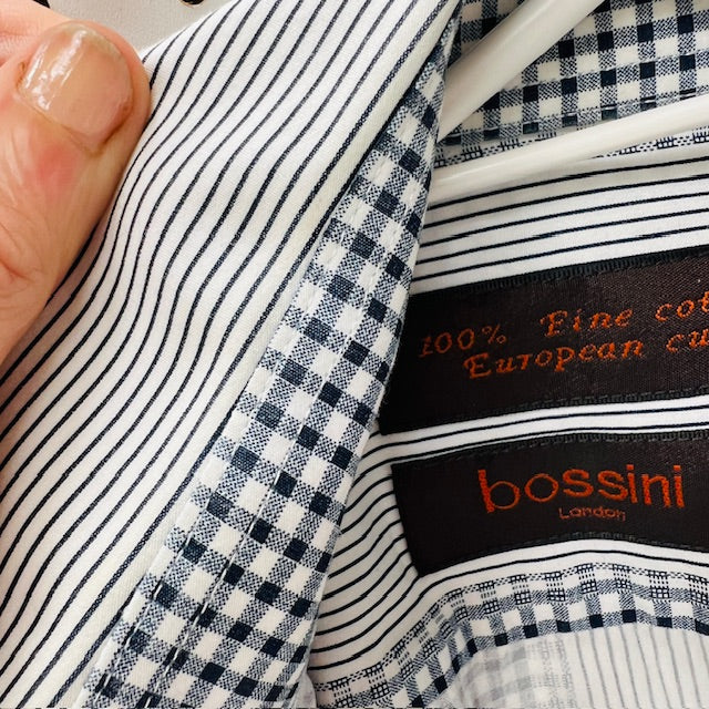 BOSSINI LONDON / striped + checked shirt / M (3899027823678991725)