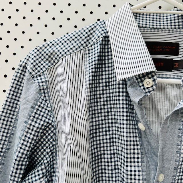 BOSSINI LONDON / striped + checked shirt / M (3899027827937960412)