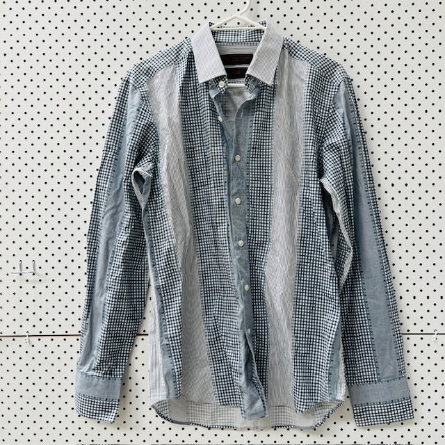 BOSSINI LONDON / striped + checked shirt / M (3899027832455727392)