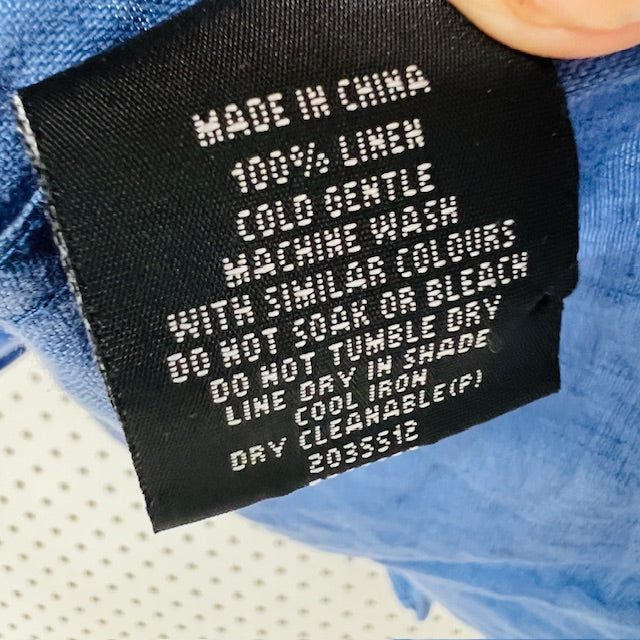 TAROCASH / blue linen short sleeved shirt / s (3899027834333732539)