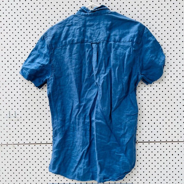 TAROCASH / blue linen short sleeved shirt / s (3899027838349327249)
