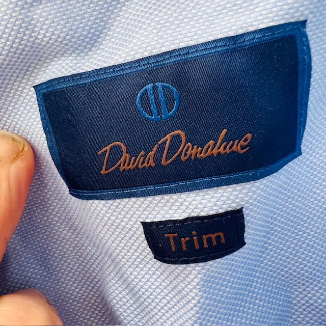 DAVID DONAHUE / blue dress shirt / trim / 18 / 36-37 (3899027866558501036)