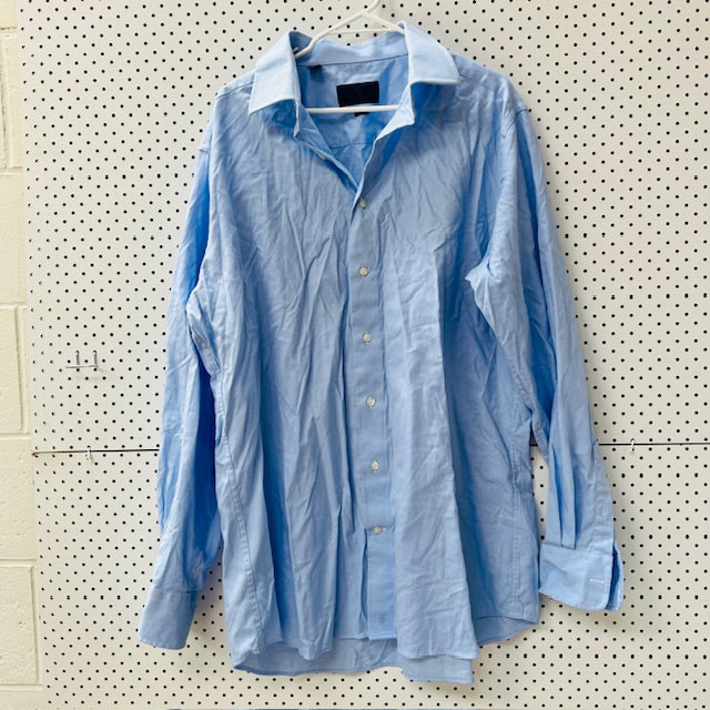 DAVID DONAHUE / blue dress shirt / trim / 18 / 36-37 (3899027869122973000)