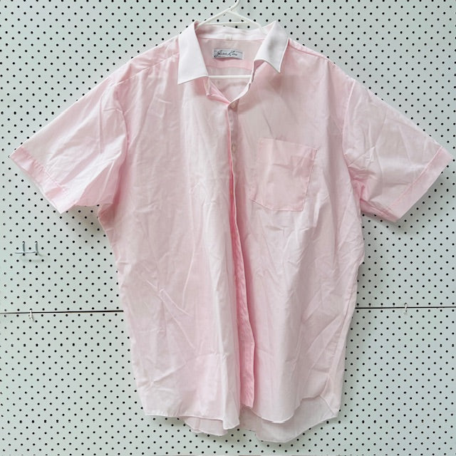 1970s nz vintage / JASON KANE / pink shortsleeved shirt / XL (3899027892503422821)