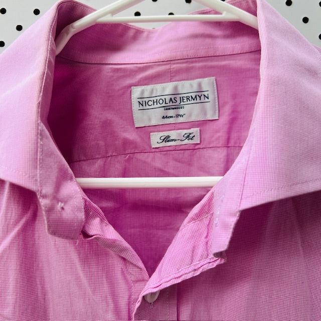 NICHOLAS JERMYN / slim fit pink shirt / 44 (3899027899642450580)