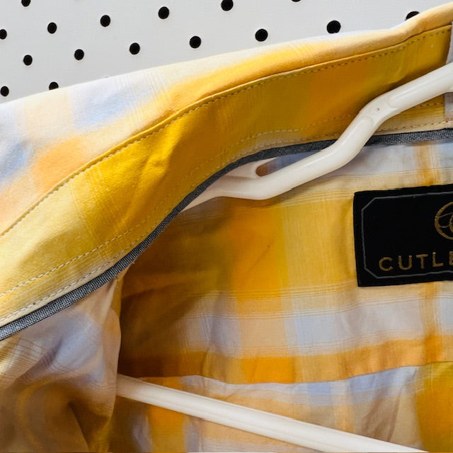 CUTLER + CO/ yellow + grey plaid shirt / L (3899027927509501529)